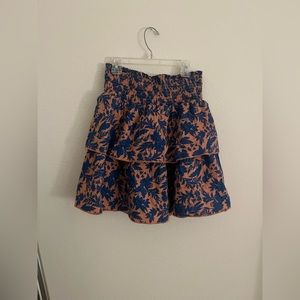 Adorable coral and royal blue ruffled skirt!